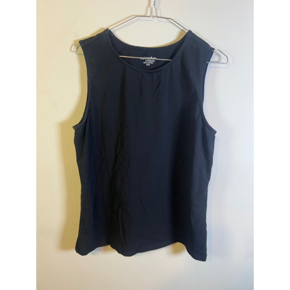 Realcomfort Womens Tank Top Cotton Spandex Stretch Black Size L